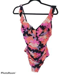 Baku Australia Floral  Ruched Onepiece Swimsuit 7/8